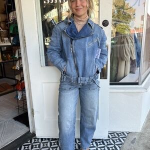 Hidden Los Angeles Denim relaxed fit Biker Jacket